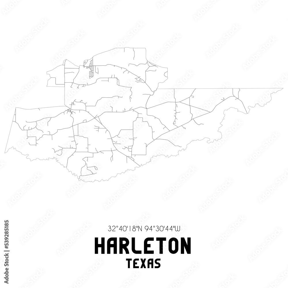 Fototapeta mapa świata dla dzieci Harleton Texas. US street map with