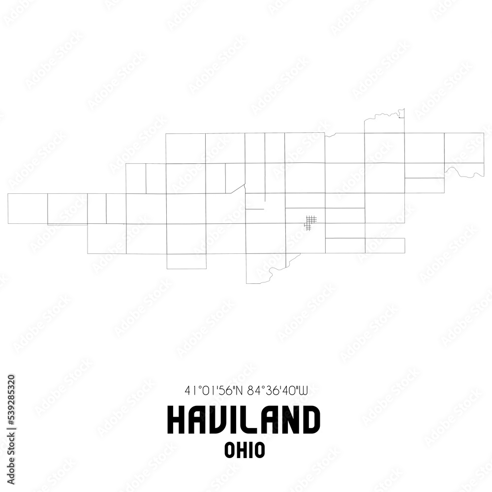 Haviland Ohio. US street map with black and white lines. Haviland Ohio. US street map with black and white lines.