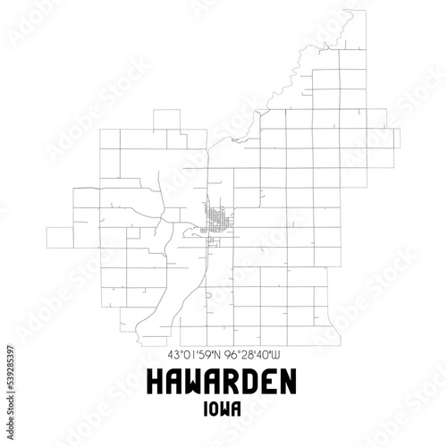 Hawarden Iowa. US street map with black and white lines. photo