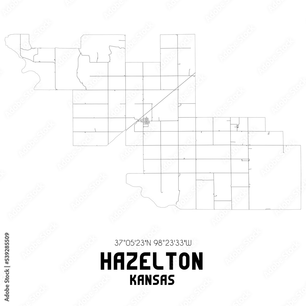 Hazelton Kansas. US street map with black and white lines. Hazelton Kansas. US street map with black and white lines.
