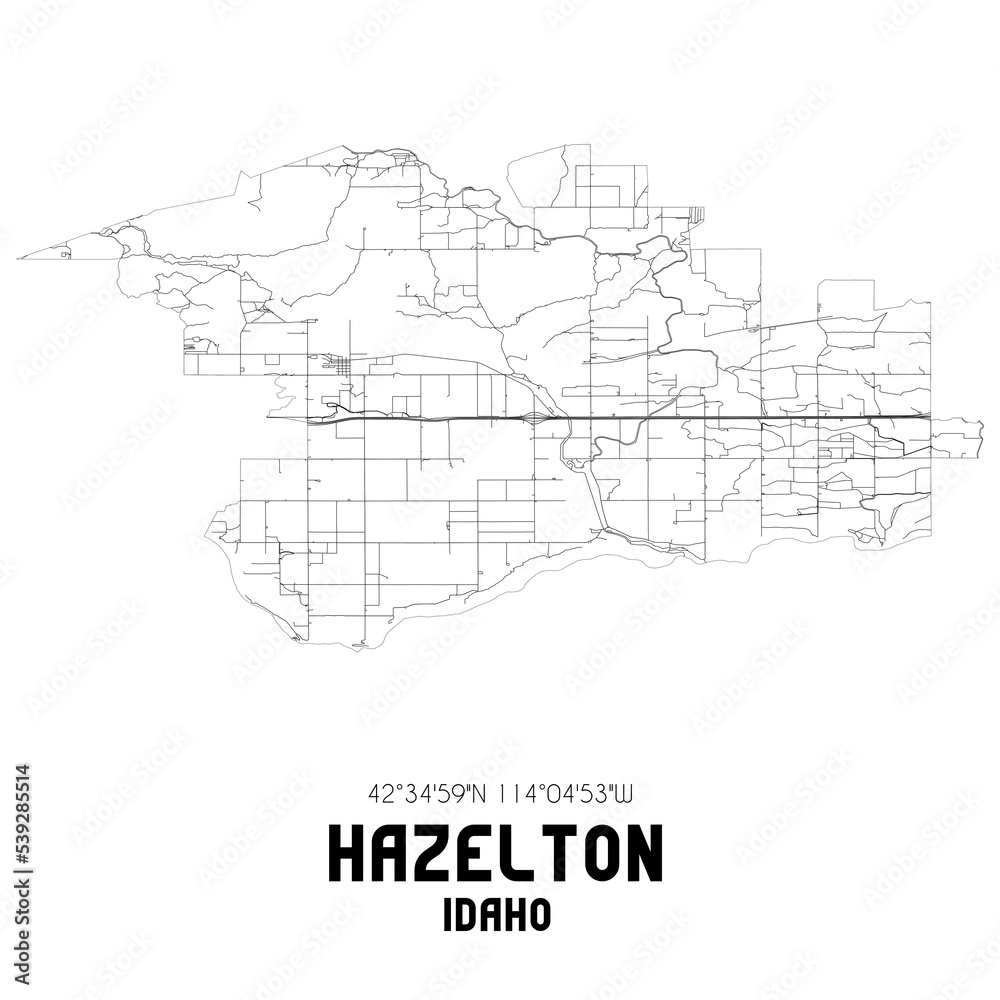 Hazelton Idaho. US street map with black and white lines. Hazelton Idaho. US street map with black and white lines.