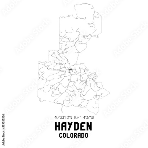 Hayden Colorado. US street map with black and white lines. photo