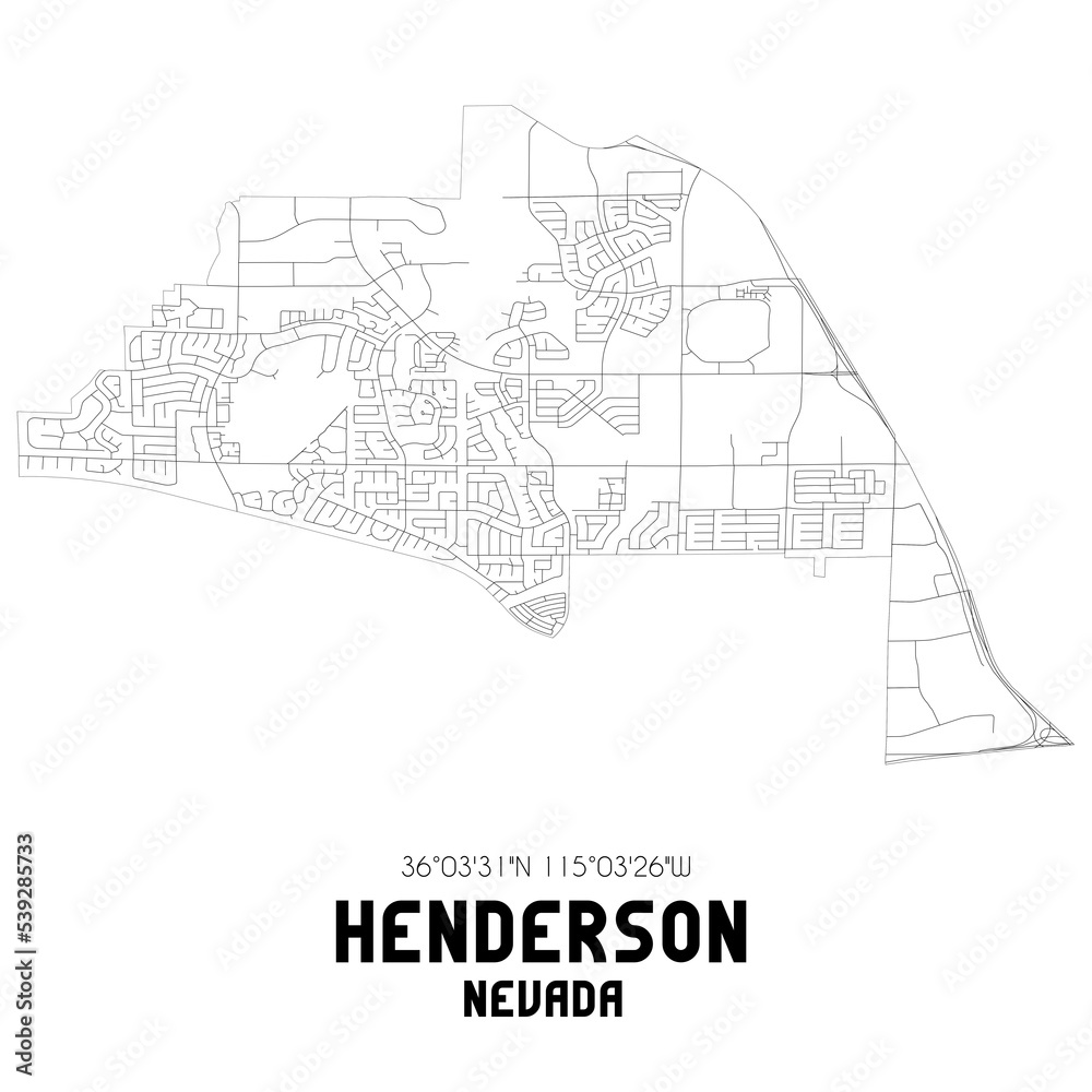Henderson Nevada. US street map with black and white lines.