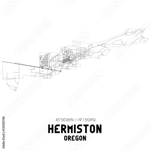 Hermiston Oregon. US street map with black and white lines. photo