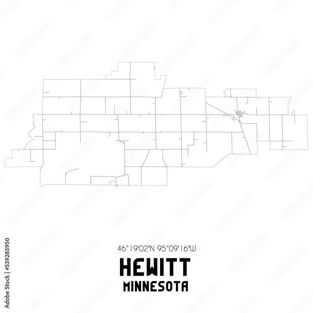 Hewitt Minnesota. US street map with black and white lines. Hewitt Minnesota. US street map with black and white lines.