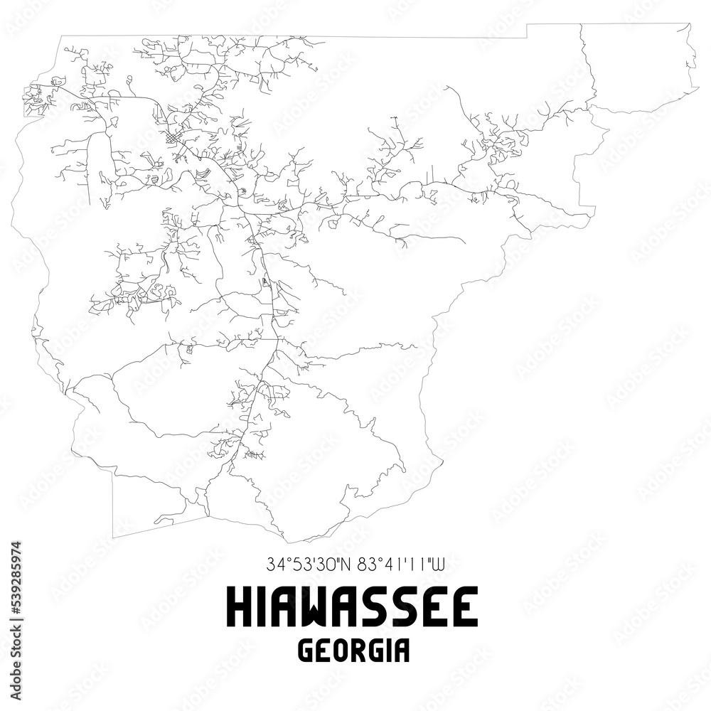 Hiawassee Georgia. US street map with black and white lines.