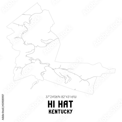 Hi Hat Kentucky. US street map with black and white lines.
