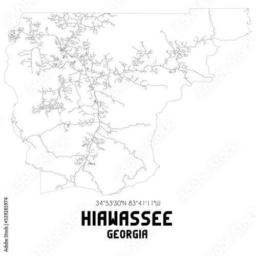 Hiawassee Georgia. US street map with black and white lines.