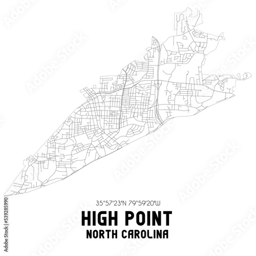 High Point North Carolina. US street map with black and white lines. photo