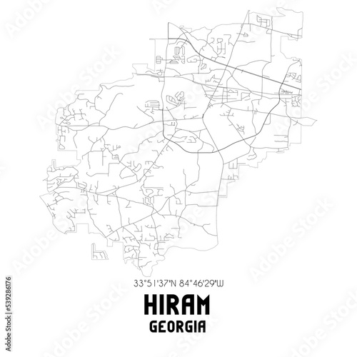 Hiram Georgia. US street map with black and white lines. photo