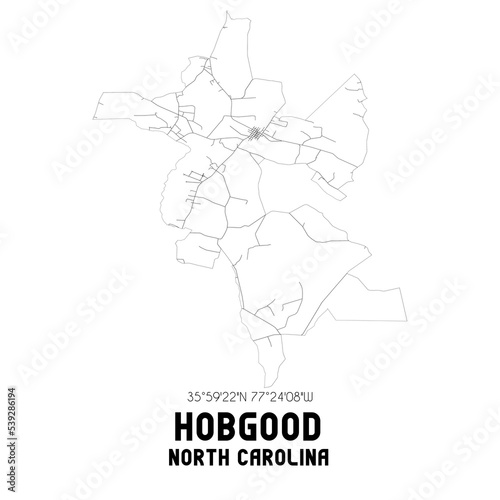 Hobgood North Carolina. US street map with black and white lines.