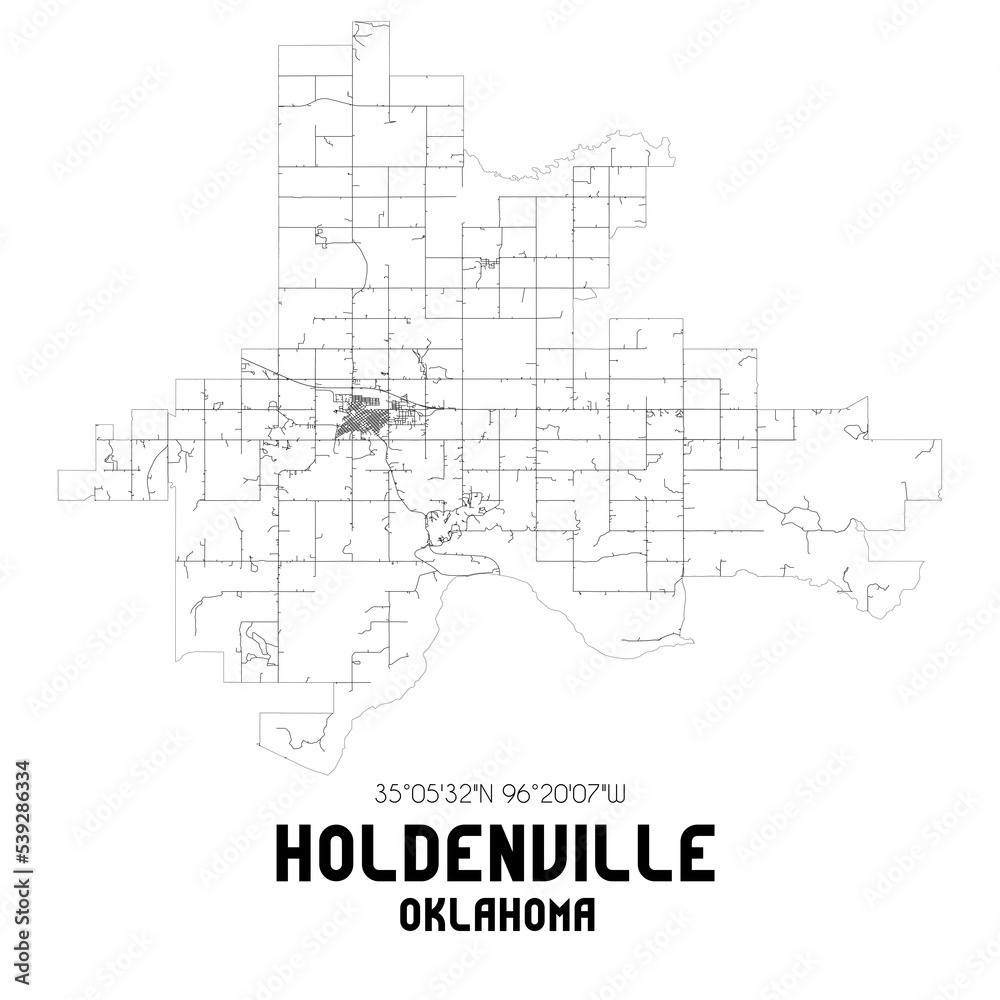 Holdenville Oklahoma. US street map with black and white lines. Holdenville Oklahoma. US street map with black and white lines.