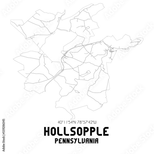 Hollsopple Pennsylvania. US street map with black and white lines.