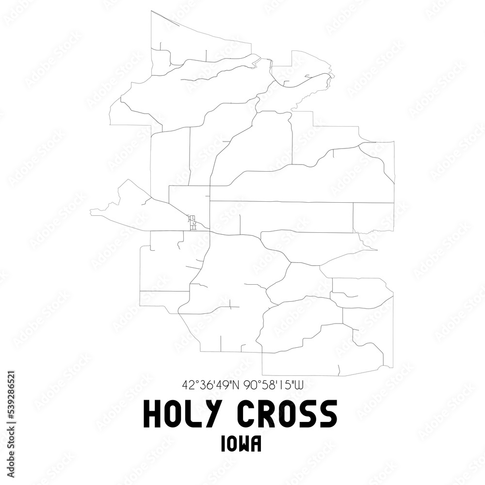 Fototapeta premium Holy Cross Iowa. US street map with black and white lines.