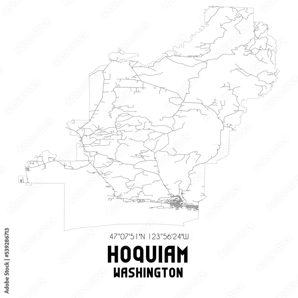 Hoquiam Washington. US street map with black and white lines.