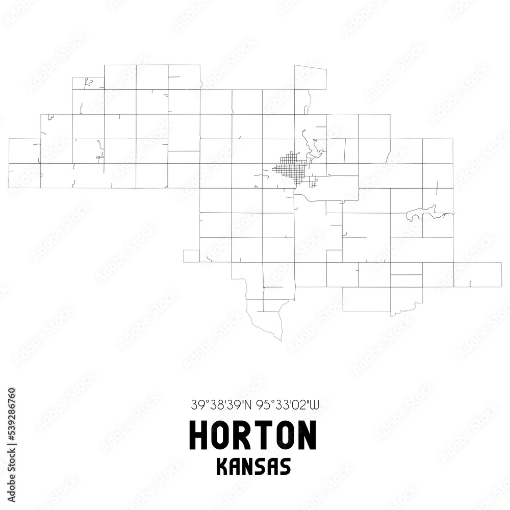 Horton Kansas. US street map with black and white lines. Horton Kansas. US street map with black and white lines.