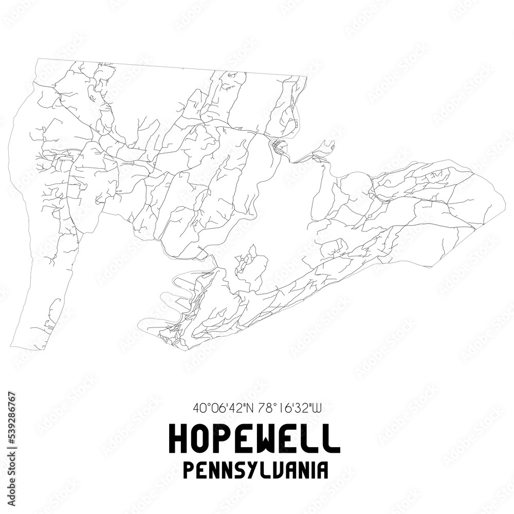 Hopewell Pennsylvania. US street map with black and white lines.