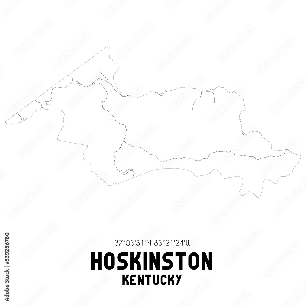 Hoskinston Kentucky. US street map with black and white lines.