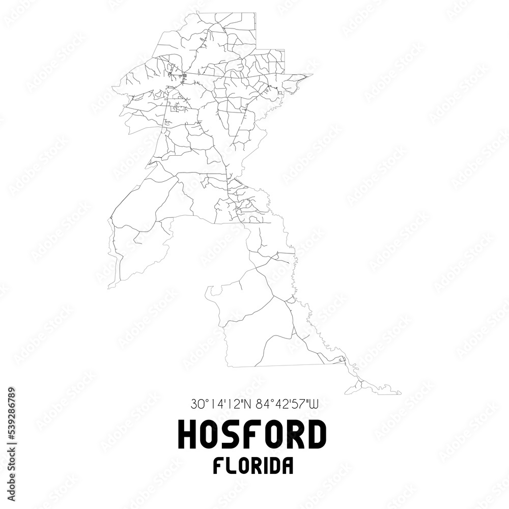 Fototapeta mapa świata dla dzieci Hosford Florida. US street map with