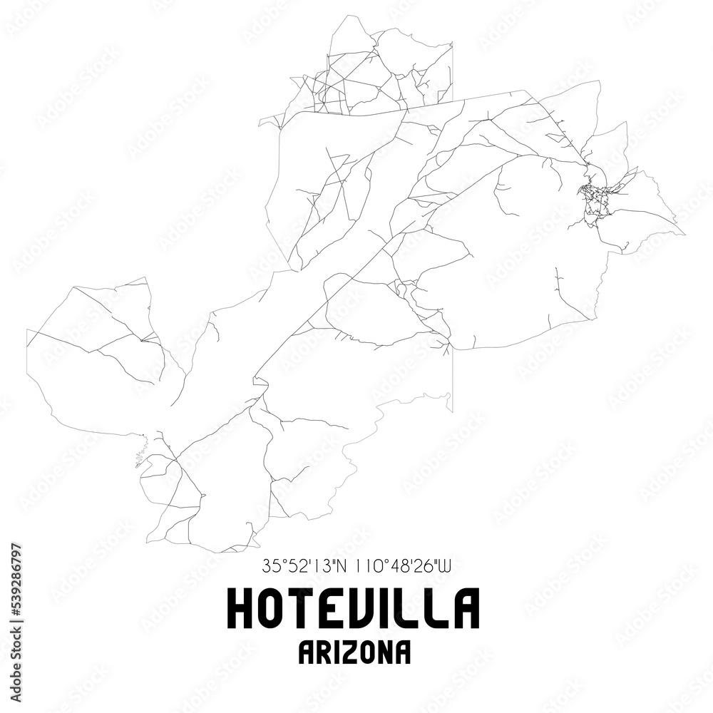Hotevilla Arizona. US street map with black and white lines.