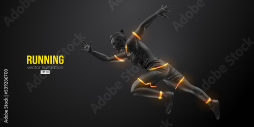 Abstract silhouette of a running athlete on black background. Runner man are running sprint or marathon. Vector illustration