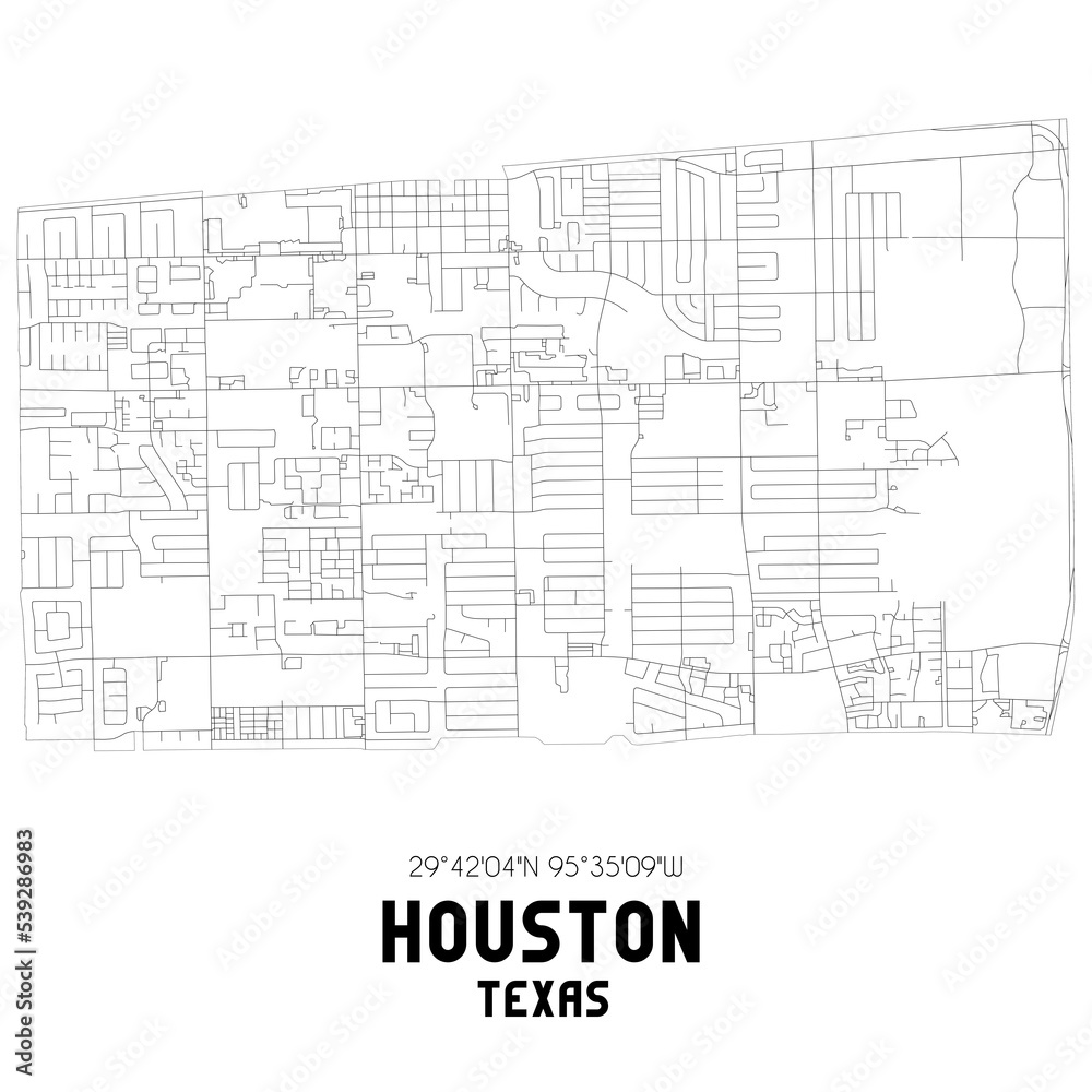Houston Texas. US street map with black and white lines. Houston Texas. US street map with black and white lines.