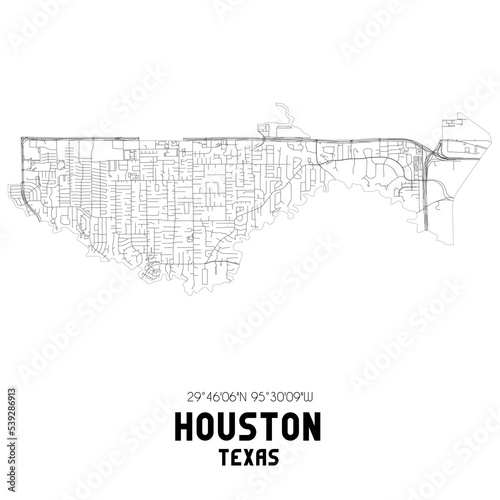 Houston Texas. US street map with black and white lines. photo