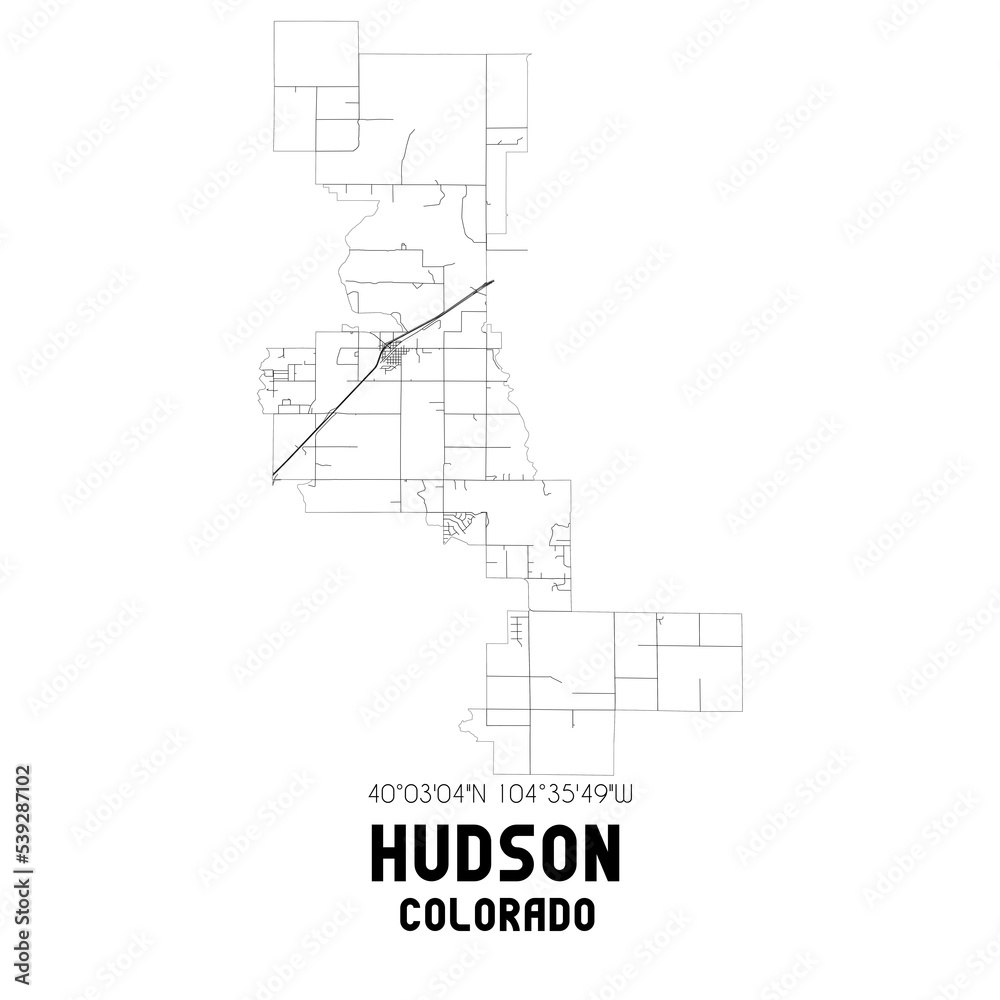 Hudson Colorado. US street map with black and white lines. Hudson Colorado. US street map with black and white lines.
