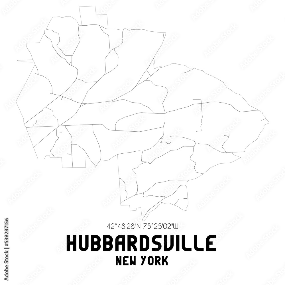 Hubbardsville New York. US street map with black and white lines. Hubbardsville New York. US street map with black and white lines.