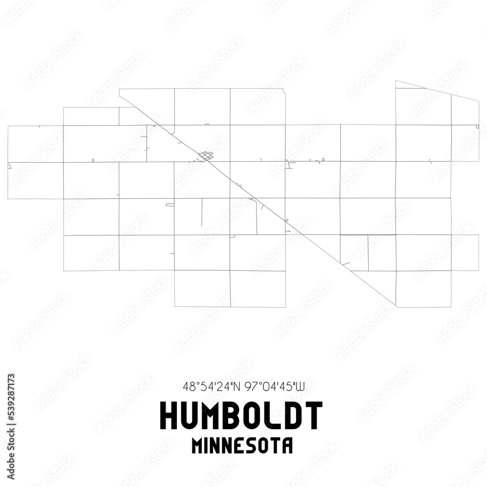 Humboldt Minnesota. US street map with black and white lines.