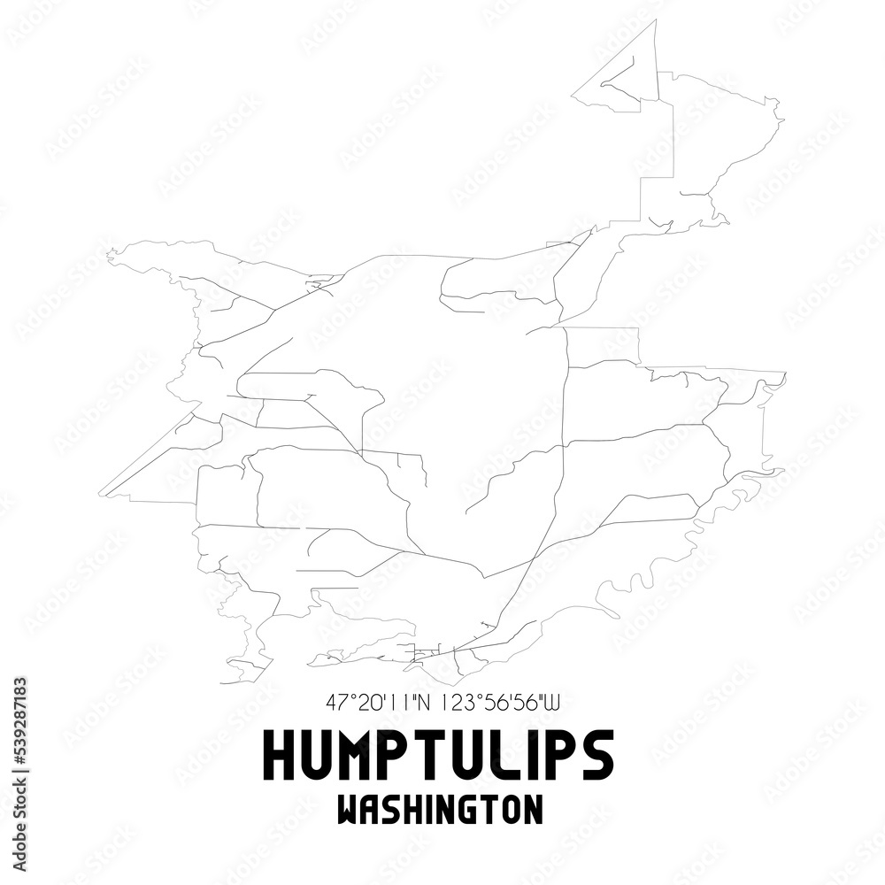 Humptulips Washington. US street map with black and white lines.