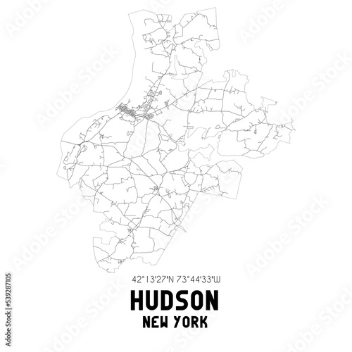 Hudson New York. US street map with black and white lines. photo