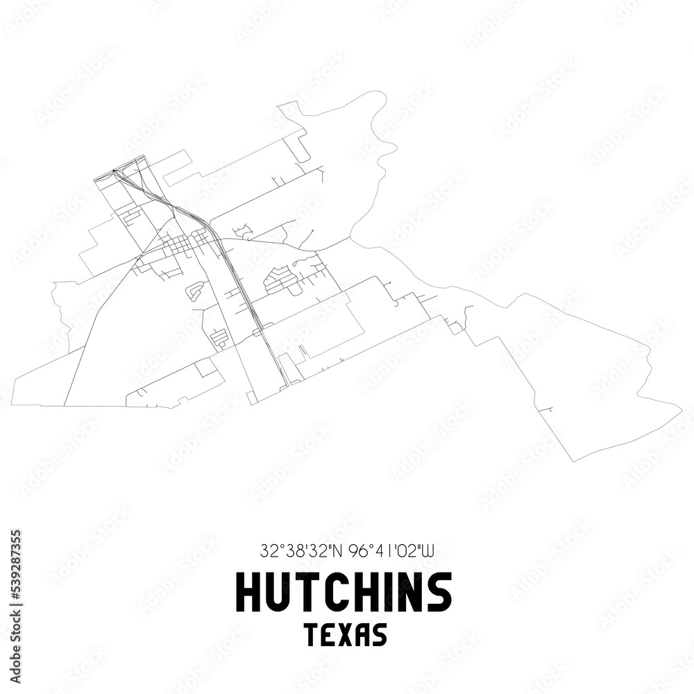 Hutchins Texas. US street map with black and white lines. Hutchins Texas. US street map with black and white lines.