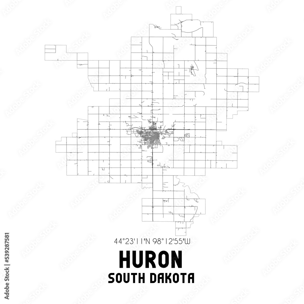 Huron South Dakota. US street map with black and white lines. Huron South Dakota. US street map with black and white lines.