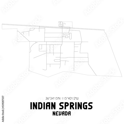 Indian Springs Nevada. US street map with black and white lines.