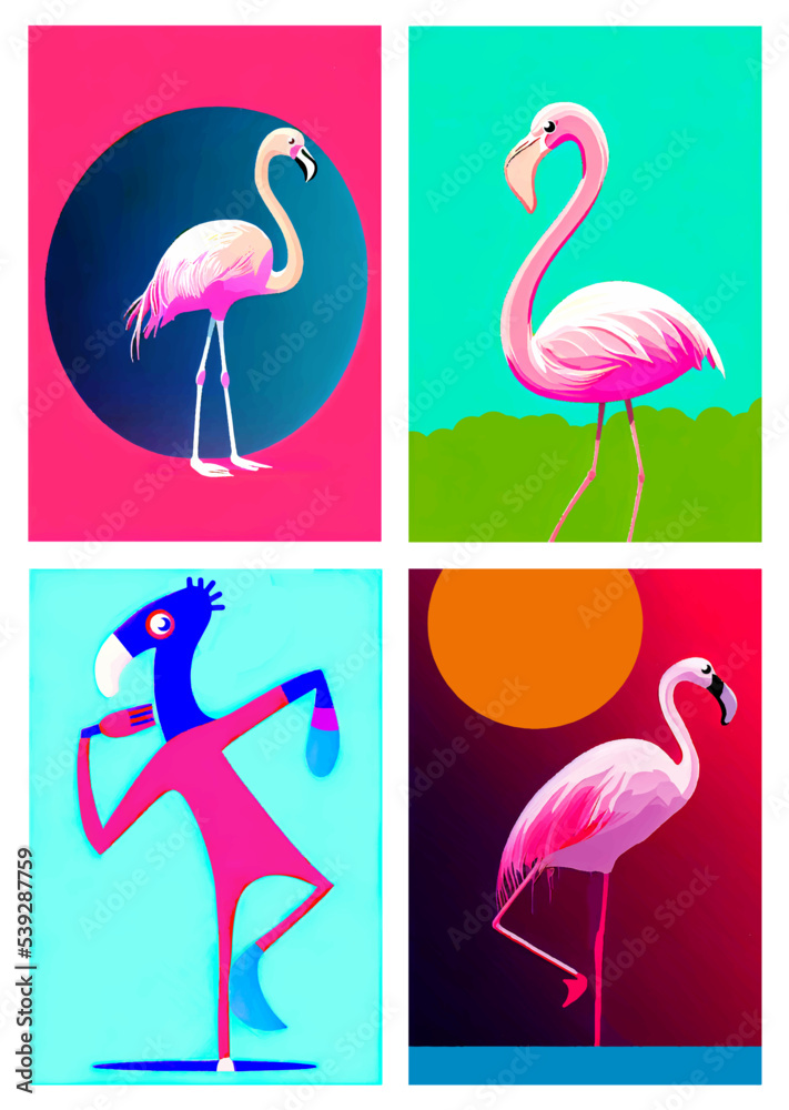 Fototapeta premium Flamingo Illustrationen