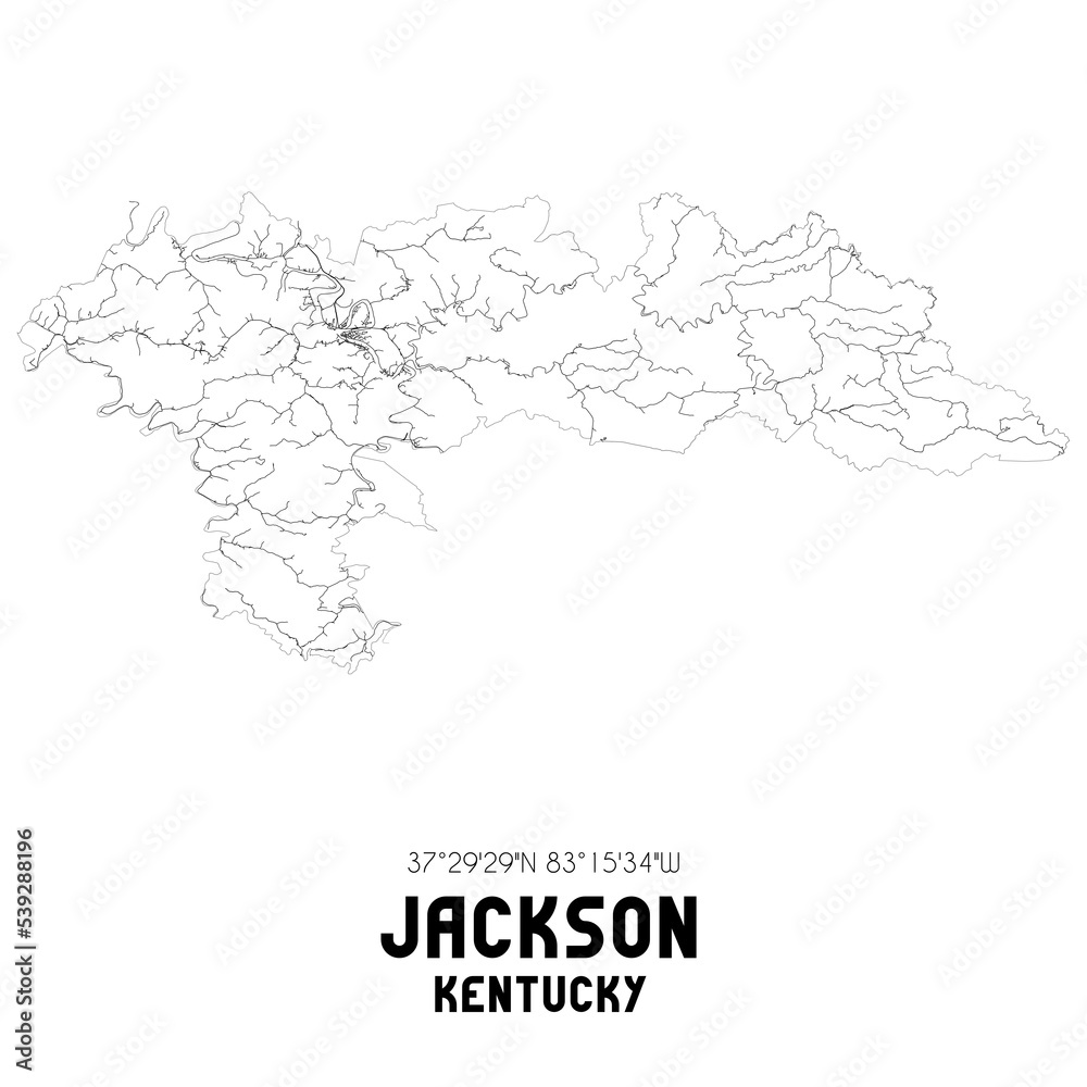 Jackson Kentucky. US street map with black and white lines.
