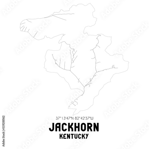 Jackhorn Kentucky. US street map with black and white lines.
