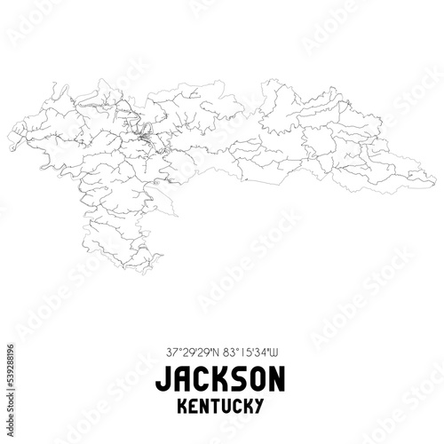 Jackson Kentucky. US street map with black and white lines.