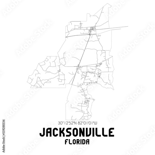 Jacksonville Florida. US street map with black and white lines.