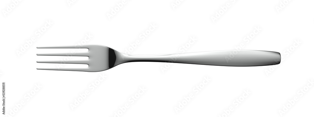 Silver fork isolated on white. 3d illustration. Single object.