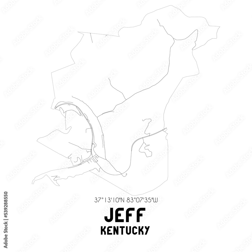 Jeff Kentucky. US street map with black and white lines. Jeff Kentucky. US street map with black and white lines.