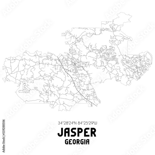 Jasper Georgia. US street map with black and white lines.