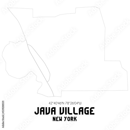 Java Village New York. US street map with black and white lines.