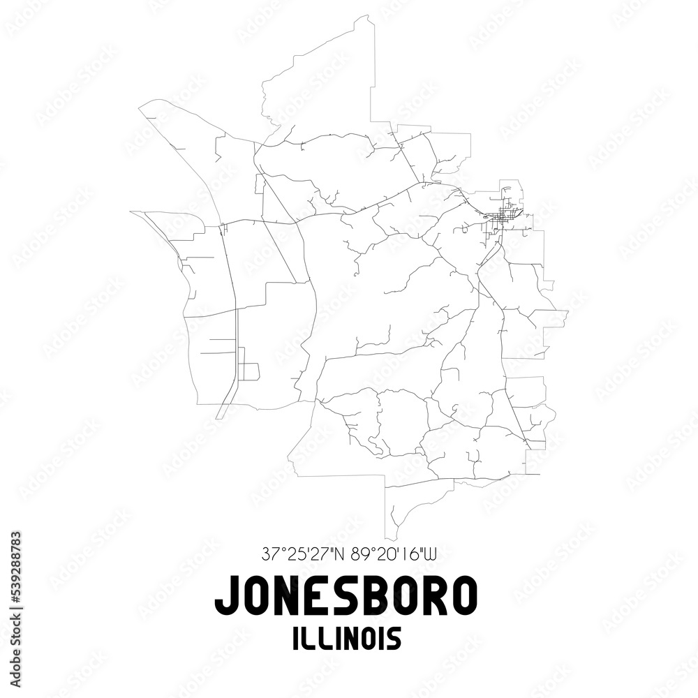 Jonesboro Illinois. US street map with black and white lines. Jonesboro Illinois. US street map with black and white lines.