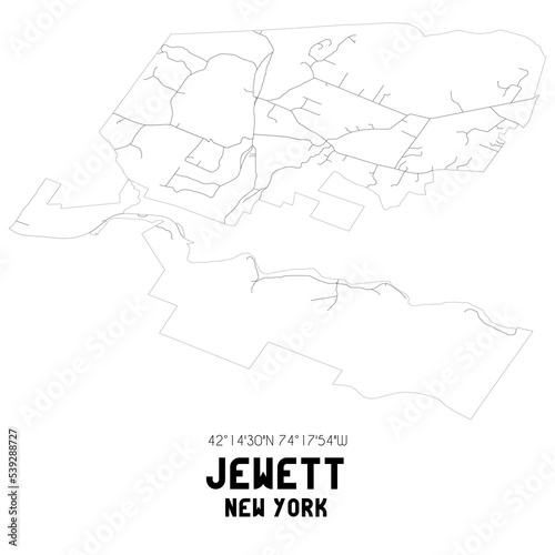 Jewett New York. US street map with black and white lines.