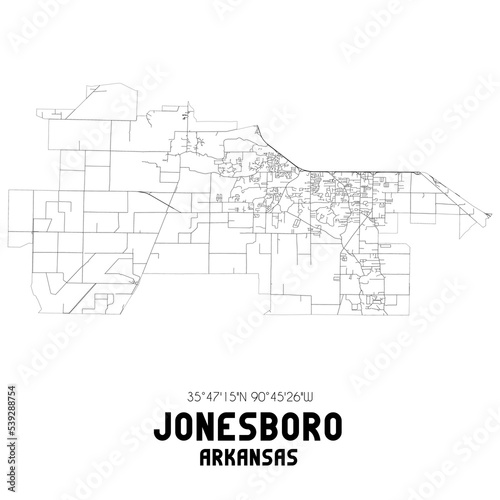 Jonesboro Arkansas. US street map with black and white lines.