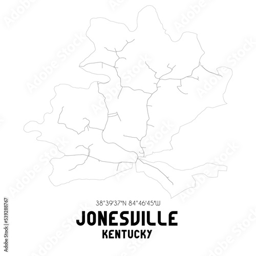 Jonesville Kentucky. US street map with black and white lines. photo