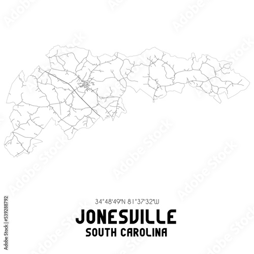Jonesville South Carolina. US street map with black and white lines. photo