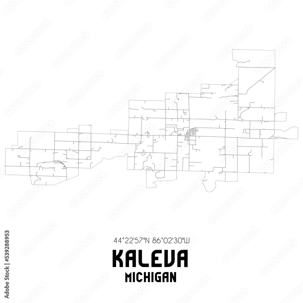 Kaleva Michigan. US street map with black and white lines. Kaleva Michigan. US street map with black and white lines.